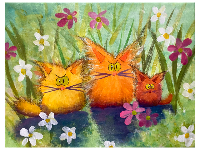 Cranky Cats in May Flowers - Sip, Eat & Paint (bring a child 1/2 price) w/ Cindy Schmidt